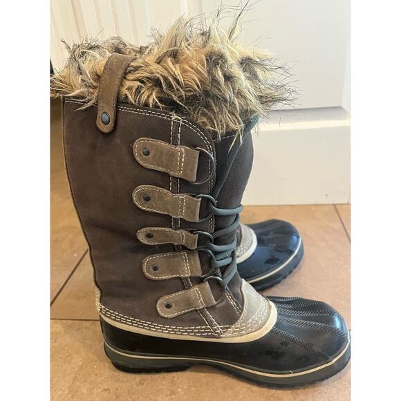 Sorel Joan of Artic Waterproof Snow Boots Women 8 Vegan Faux Fur Lace Up Boots - Picture 1 of 15